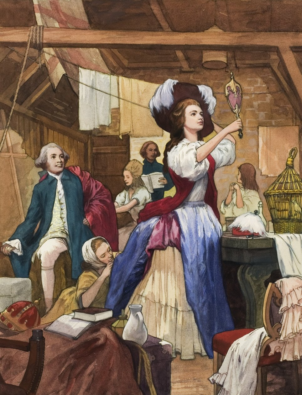 Sarah Siddons (1755-1831) i sitt omklädningsrum (gouache på papper) av Ralph Bruce