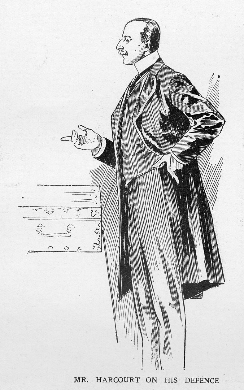 Mr Harcourt om försvaret, ur en artikel med titeln "The Reassembling of Parliament" som publicerades i "The Graphic" den 27 oktober 1906. av Ralph Cleaver
