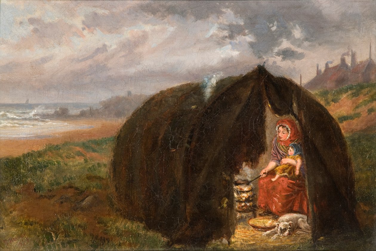 Zigenare slog läger på stranden, nära South Shields, 1876 av Ralph Hedley