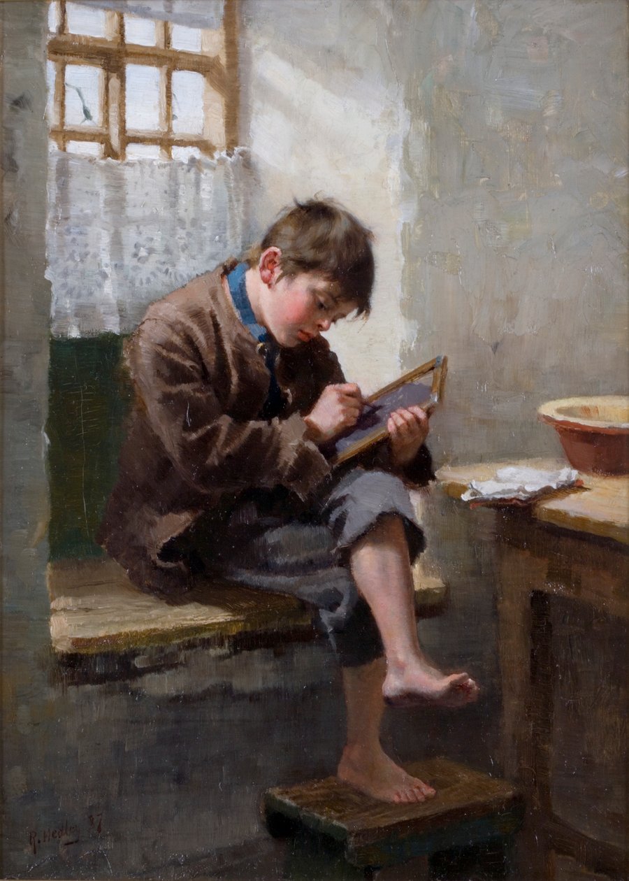 Lektioner i hemmet, 1887 av Ralph Hedley