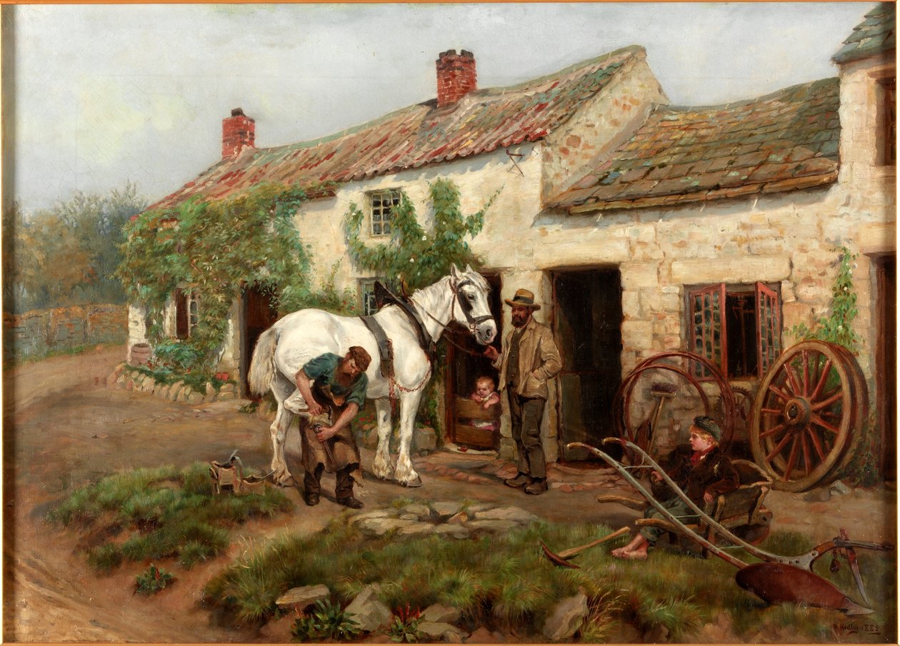 Smedja, Hexham Bridge End, 1885 av Ralph Hedley
