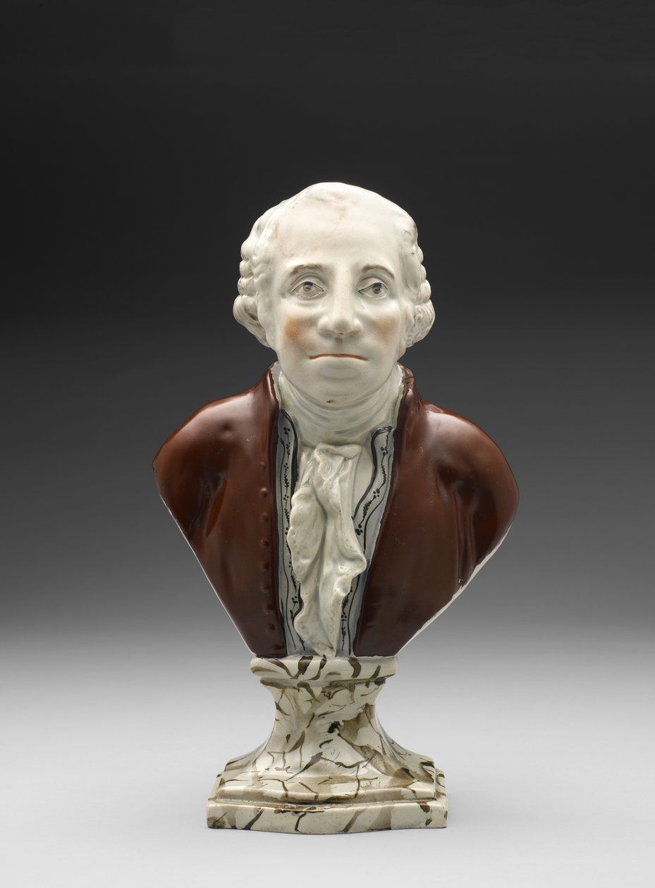Byst av George Washington, ca. 1782-1795 (blyglaserat lergods (pärlgods) med överglasyremalj) av Ralph Sr. Wood