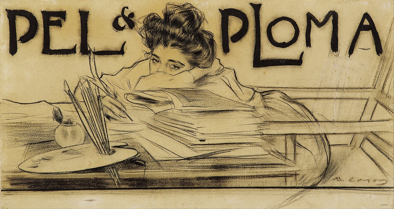Huvudbonad för tidningen Pèl i Ploma av Ramon Casas i Carbo