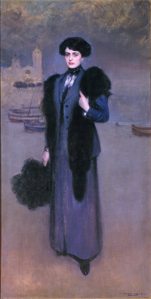 Porträtt av Dolors Vidal av Ramon Casas i Carbo