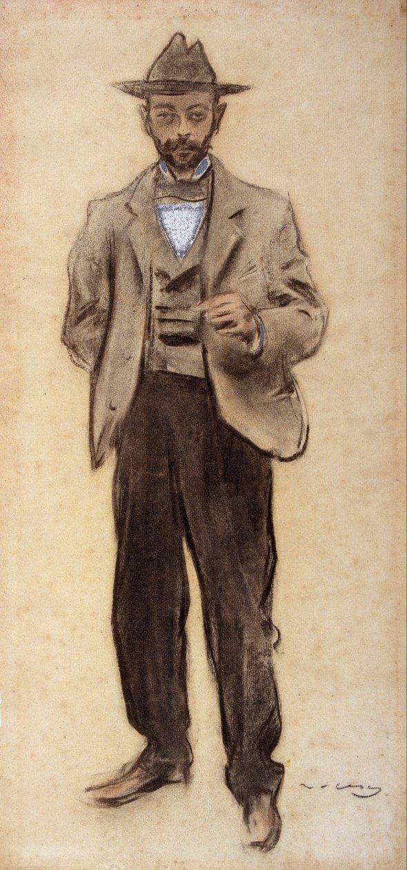 Porträtt av Manolo Hugué av Ramon Casas i Carbo