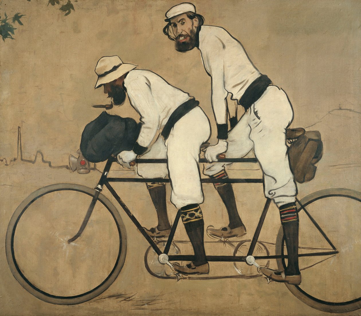 Ramon Casas och Pere Romeu på en tandem av Ramon Casas i Carbo