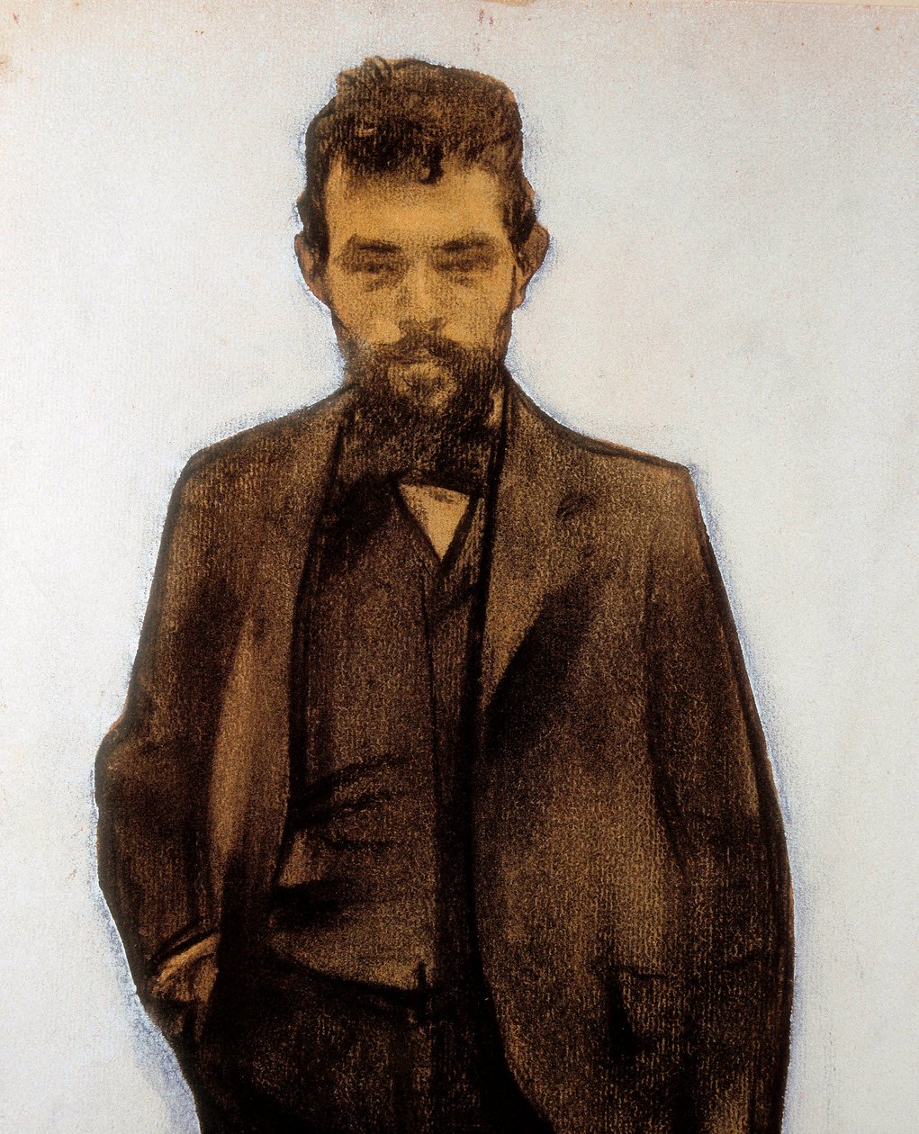 Porträtt av Amadeo Vives (1871-1932) kompositör (pastell) av Ramon Casas i Carbo