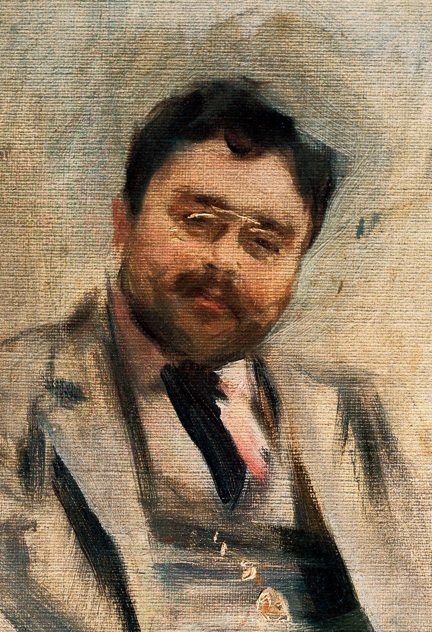 Porträtt av Isaac Albeniz vid 34 år, detalj (olja på duk) av Ramon Casas i Carbo