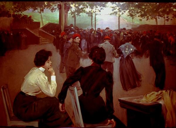 Sardanas i fontänen Saint Roque i Olot, ca 1901-02 (olja på duk) av Ramon Casas i Carbo