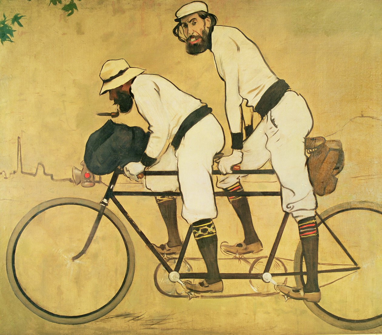 Självporträtt av Casas med Pere Romeu på en tandem av Ramon Casas i Carbo