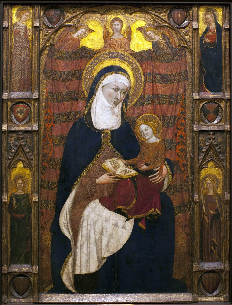Saint Anne and the Virgin - Målning av Ramons Destorrents (1300-talet), Arnau (1300-talet) och Jaume Ferrer Bassa (1281-1348) - tempera på trä, cirka 1350 (St Anne och Jungfrun, av Ramons Destorrents, Arnau e Ferrer Låg, tempera på panel, ca 1 av Ramon Destorrents
