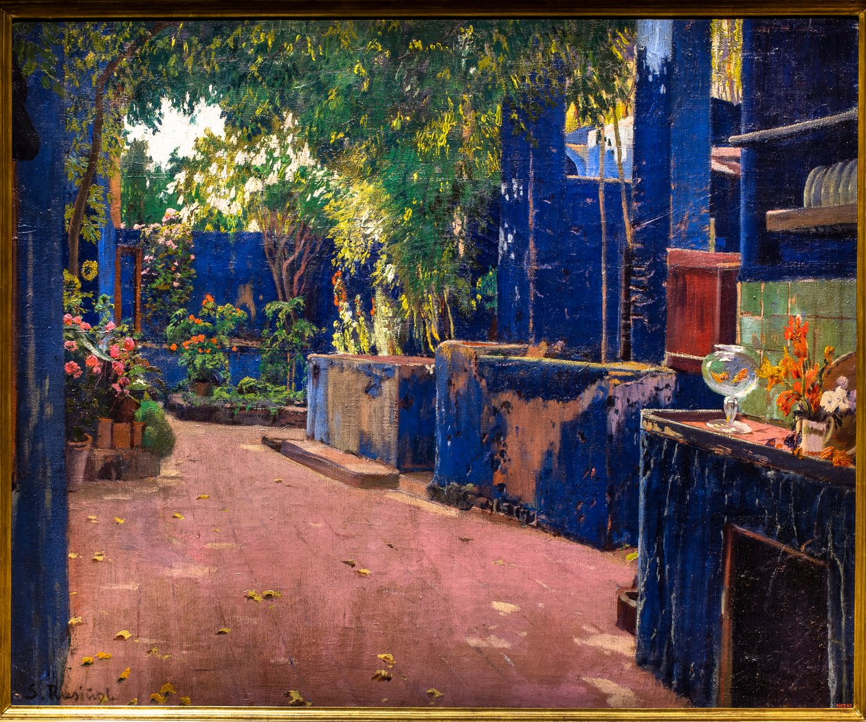 Den blå uteplatsen av Ramon and Rusinol Santiago (1861 1932) Casas