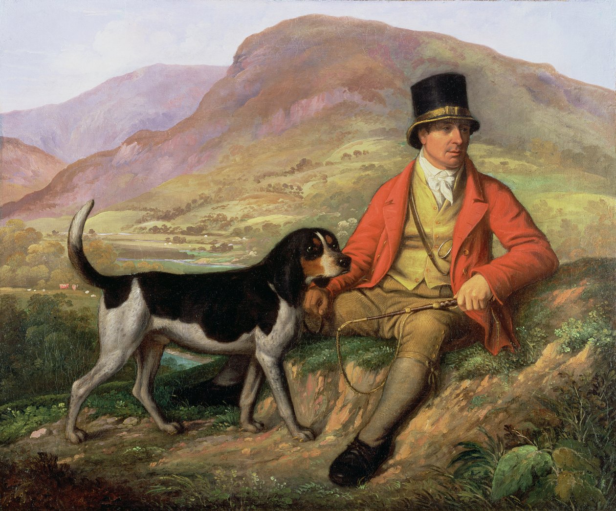 Porträtt av John Peel (1776-1854) med en av hans hundar av Ramsay Richard Reinagle