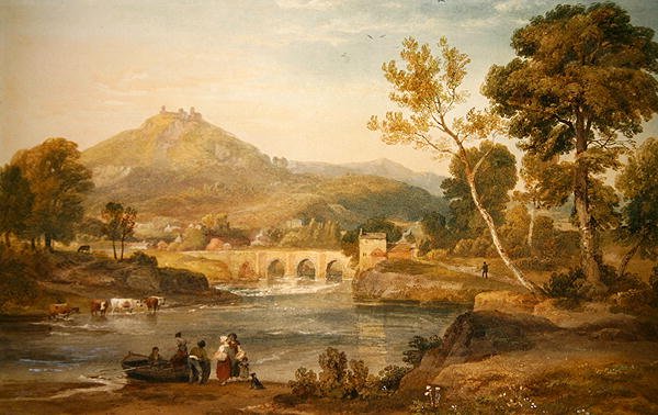 Llangollen, Wales (akvarell på papper) av Ramsay Richard Reinagle