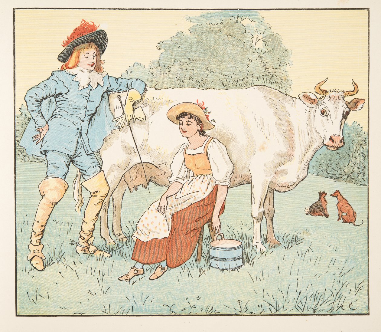 "Ska jag gifta mig med dig min vackra piga?", från The Hey Diddle Diddle Picture Book, pub.1882 av Randolph Caldecott