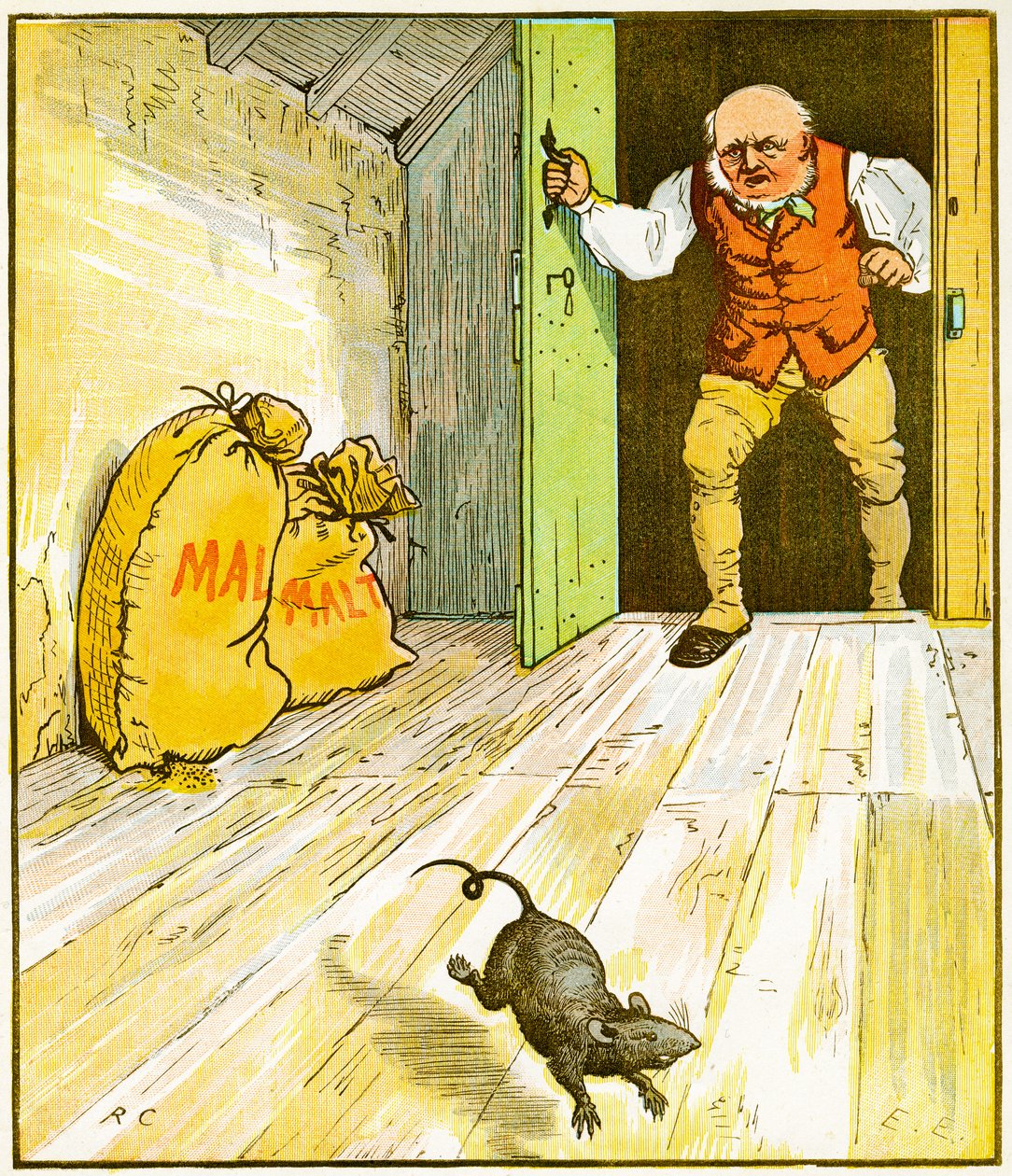 Det här är råttan som åt malten, som låg i huset som Jack byggde, illustration för The House that Jack Built, 1887 av Randolph Caldecott