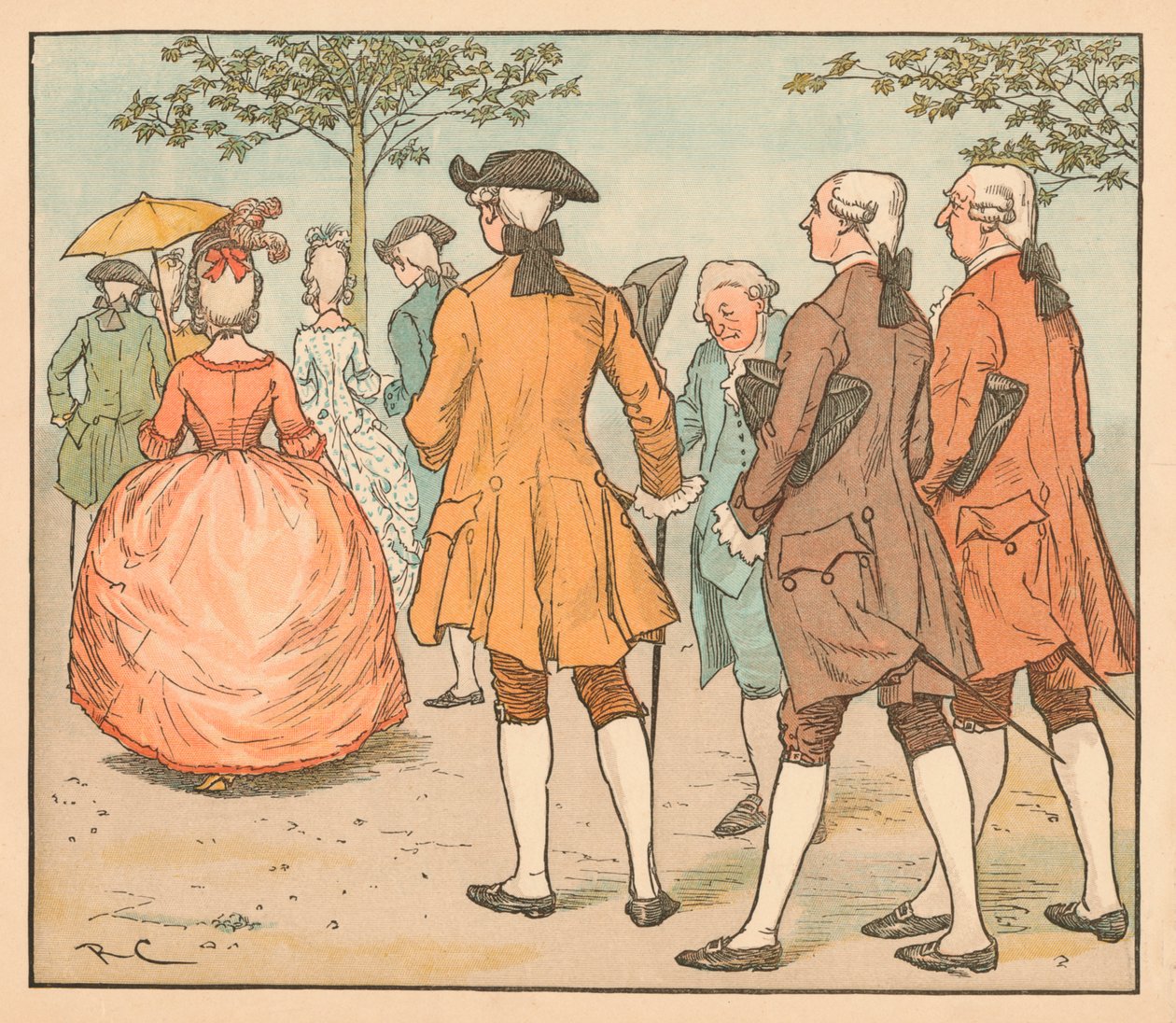 Hennes kärlek söktes...Av tjugo beaux och fler, c1885, 1934. av Randolph Caldecott