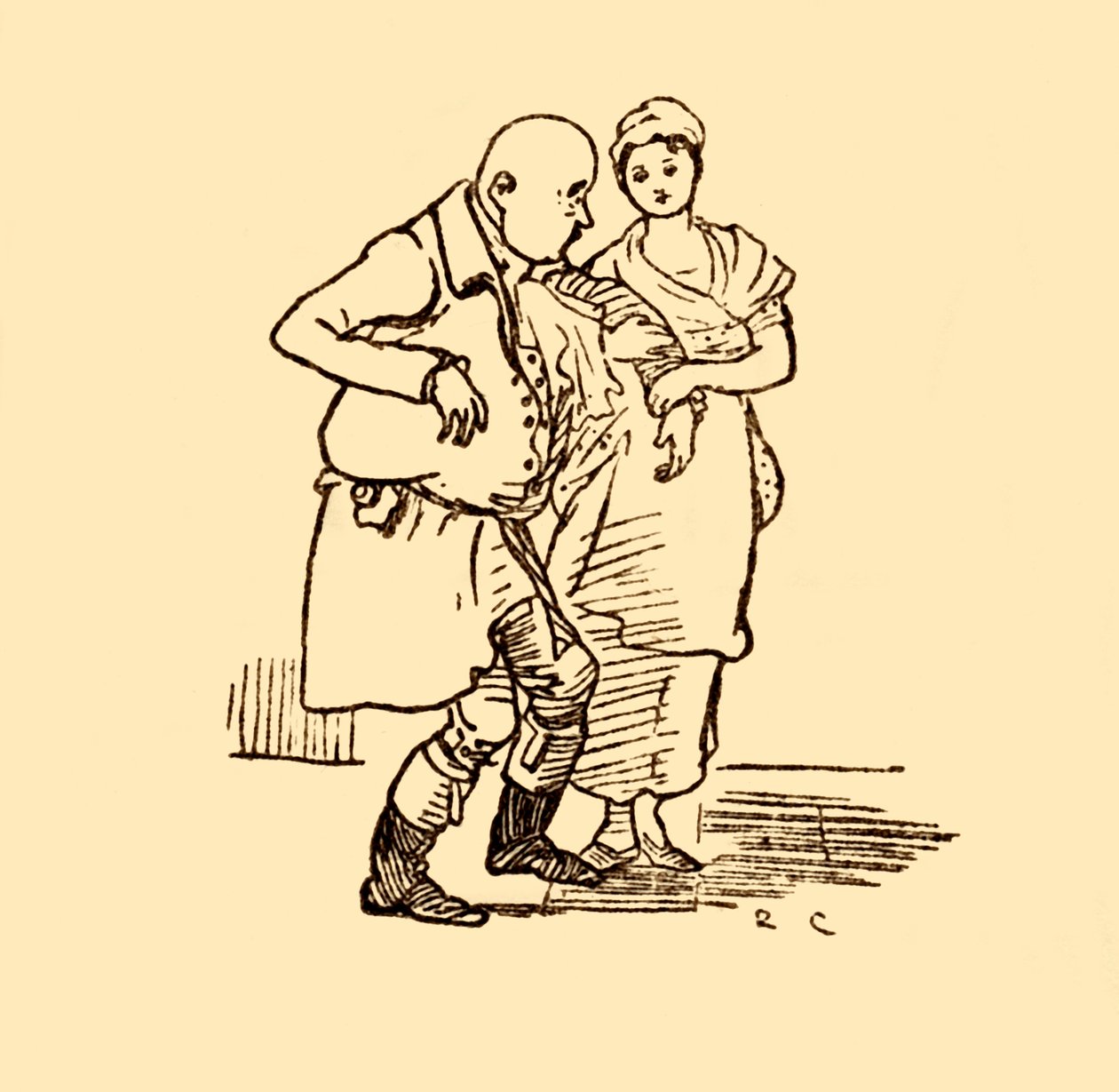 John Gilpin anländer, hattlös och peruklös än en gång, 1878, c1918. av Randolph Caldecott