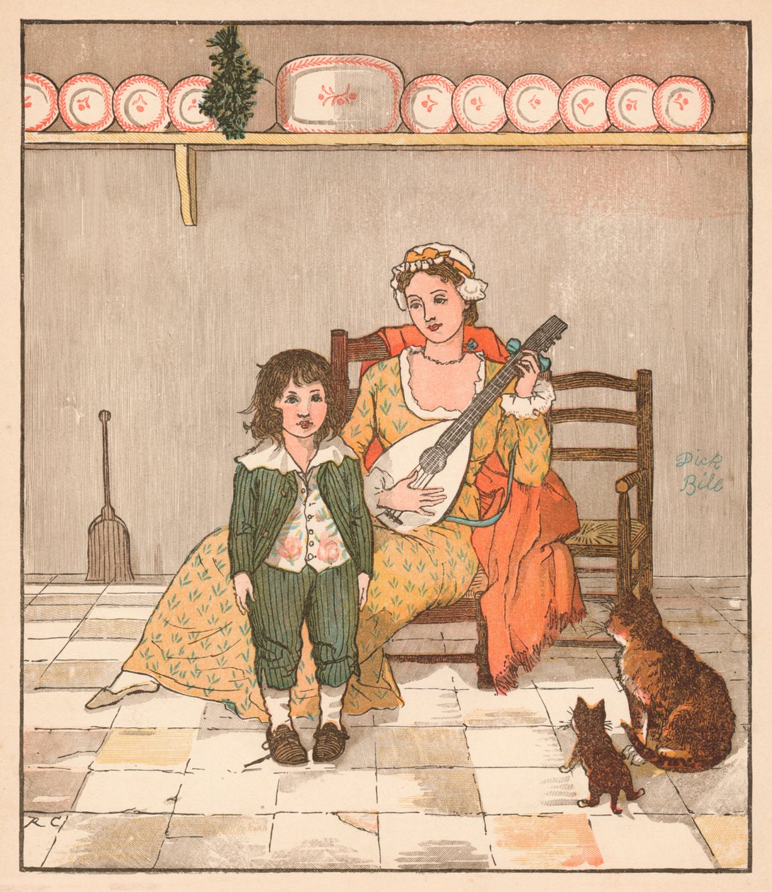 Mästare Bill Primrose förbereder sig för att sjunga berättelsen, c1879. av Randolph Caldecott