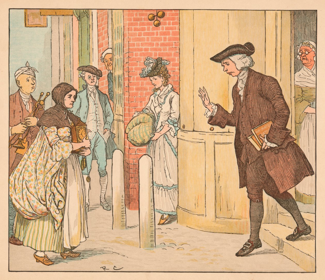Människor utanför en pantbank, c1885, 1934. av Randolph Caldecott