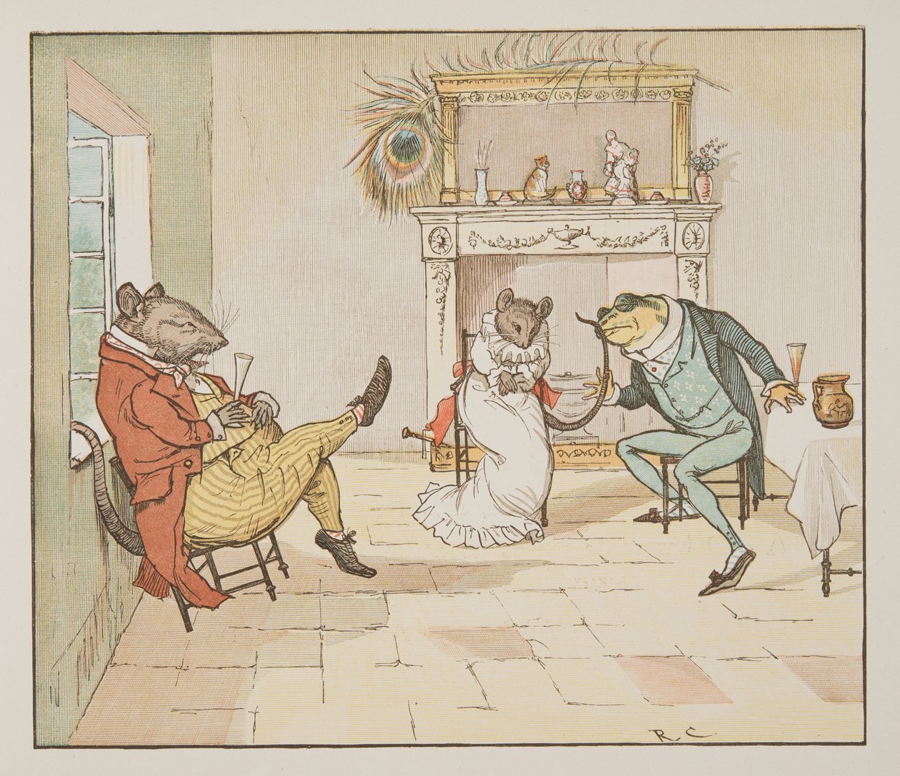"Be, herr groda, vill du ge oss en sång?", från The Hey Diddle Diddle Picture Book, pub.1882 (färggravyr) av Randolph Caldecott