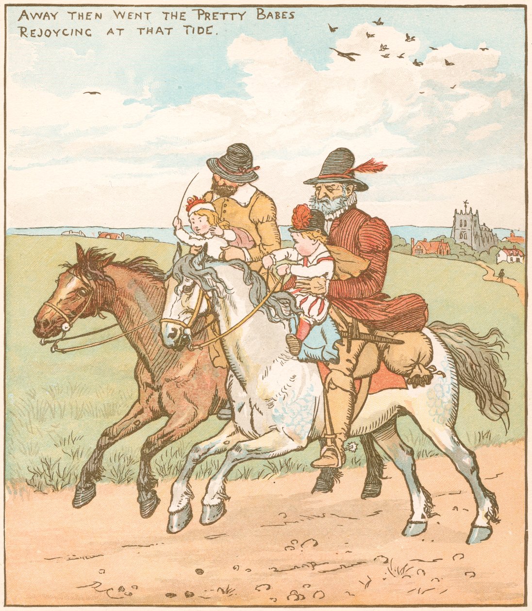 Scen från The Babes in the Wood, 1878 av Randolph Caldecott