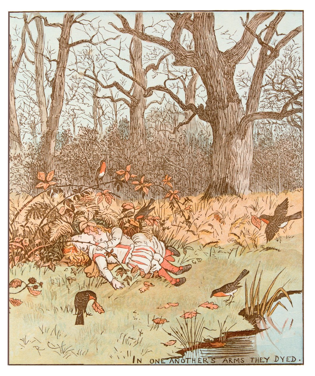 Scen från The Babes in the Wood, 1878 av Randolph Caldecott
