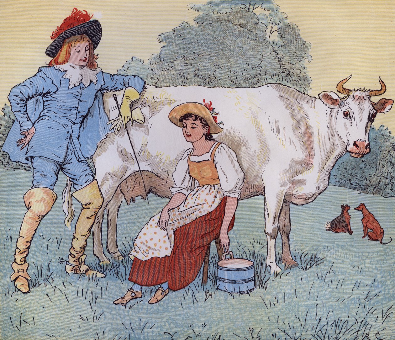 Ska jag gifta mig med dig, min vackra piga? Illustration av Randolph Caldecott för Nursery Rhyme 