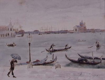 Nyumba ya Forodha na Kanisa la San Giorgio, Venice, Inayoonekana kutoka Piazzetta, karne ya 19. av Randolph Caldecott