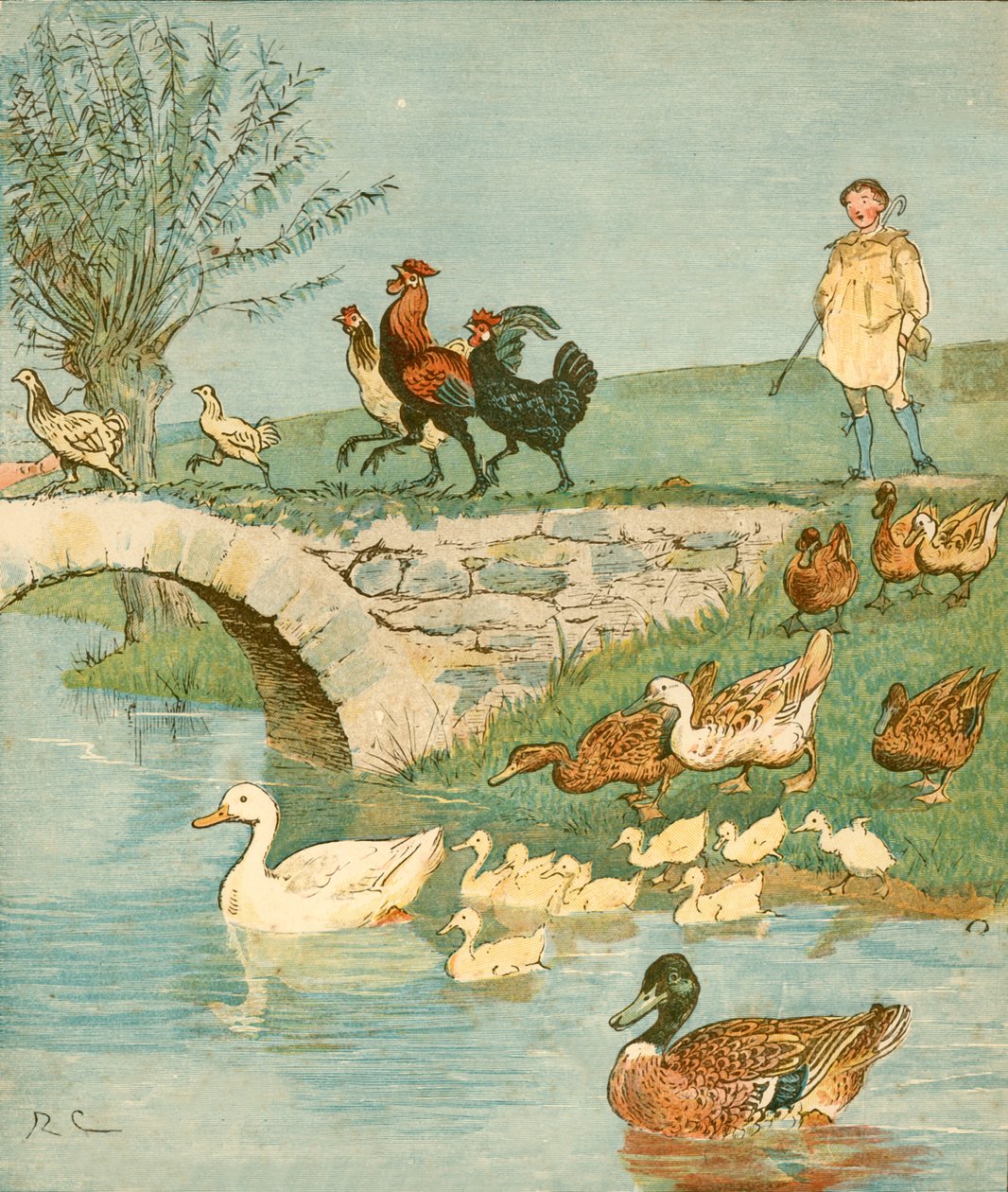 Bondepojken med höns och ankor, c1881. av Randolph Caldecott