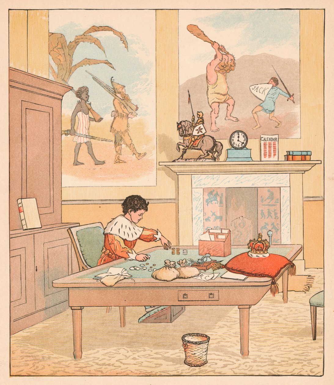 Kungen var i sitt räknehus, Counting out his Money, 1880. av Randolph Caldecott