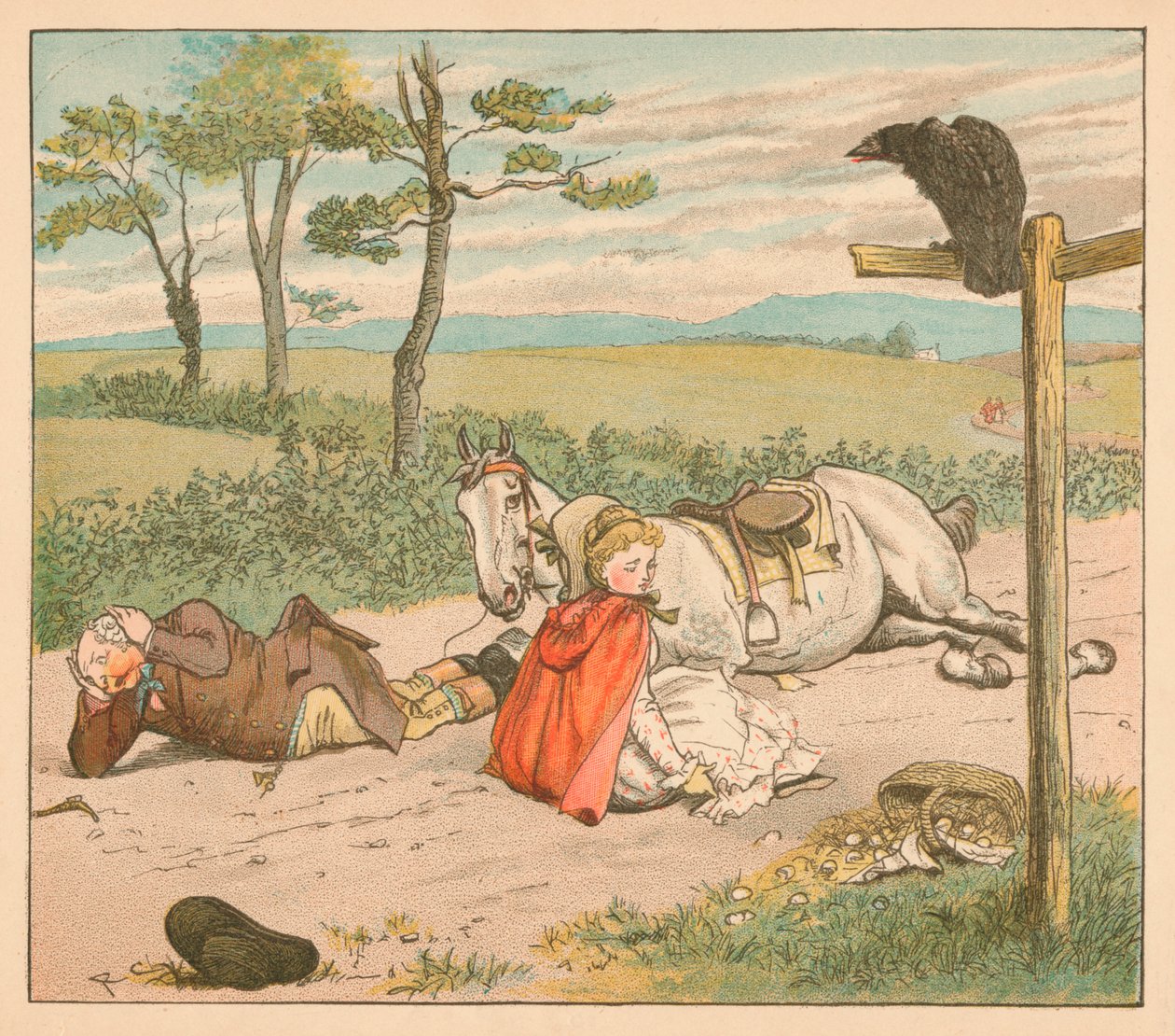 Stoet bröt sina knän och Bonden hans krona, c1885, 1934. av Randolph Caldecott