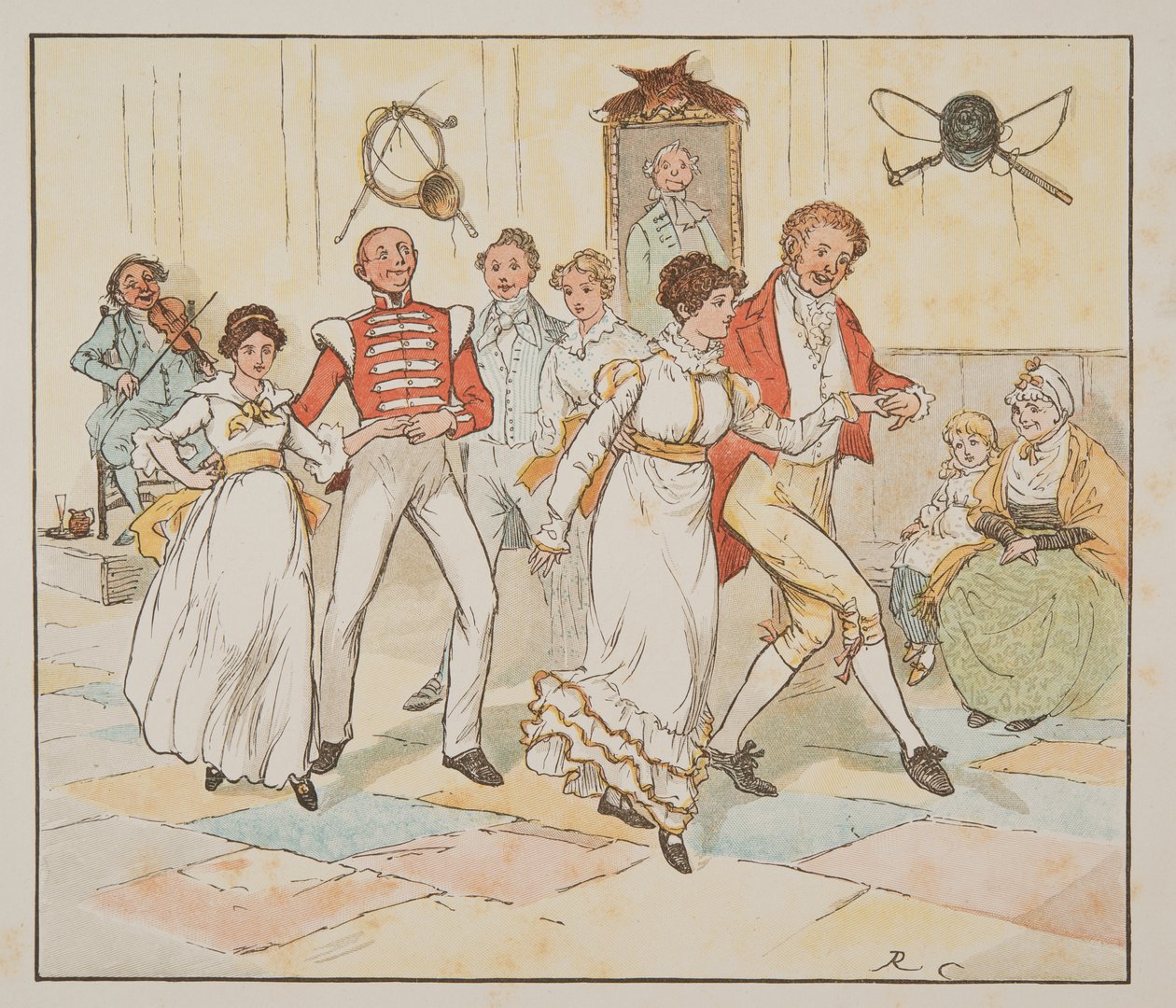 Soldaten och hans brud, från The Hey Diddle Diddle Picture Book, pub.1882 (färggravyr) av Randolph Caldecott