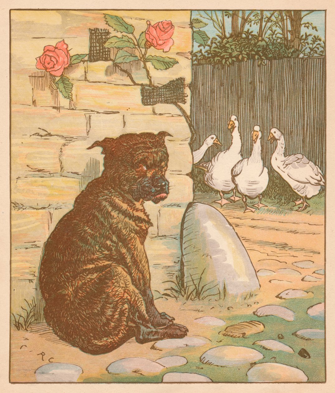 Hunden som oroade katten..., c1878. av Randolph Caldecott
