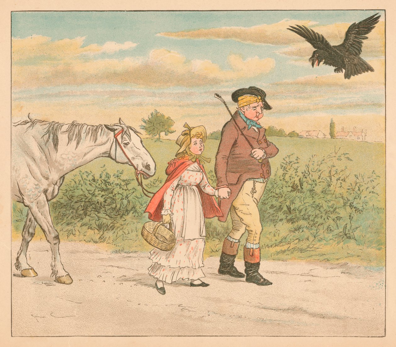 Den busiga korpen flög skrattande iväg, c1885, 1934. av Randolph Caldecott
