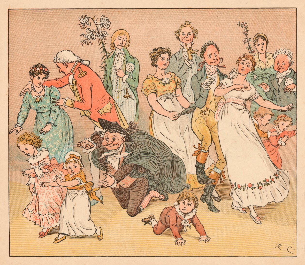 ...och alla föll för att spela spelet catch-as-catch-can..., c1885, 1934. av Randolph Caldecott
