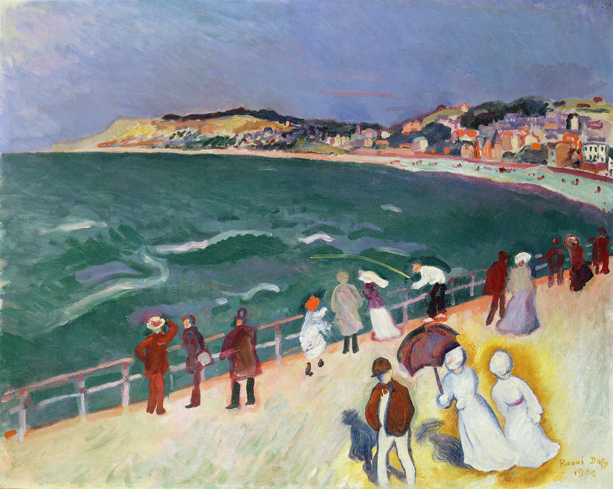 En strandpromenad på bryggan av Raoul Dufy