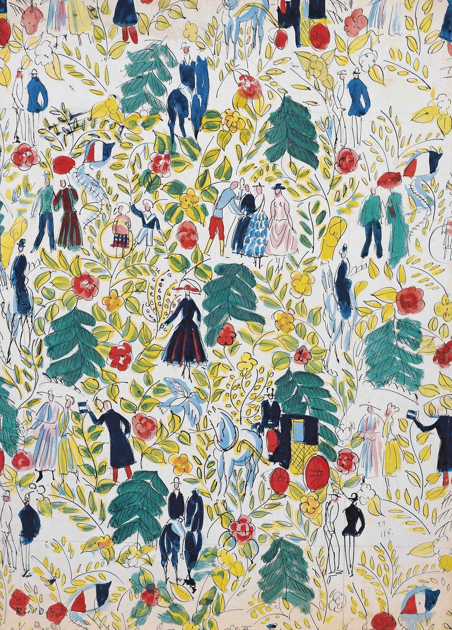 En promenad i skogen; La Promenade au Bois, ca 1919 (gouache på papper) av Raoul Dufy