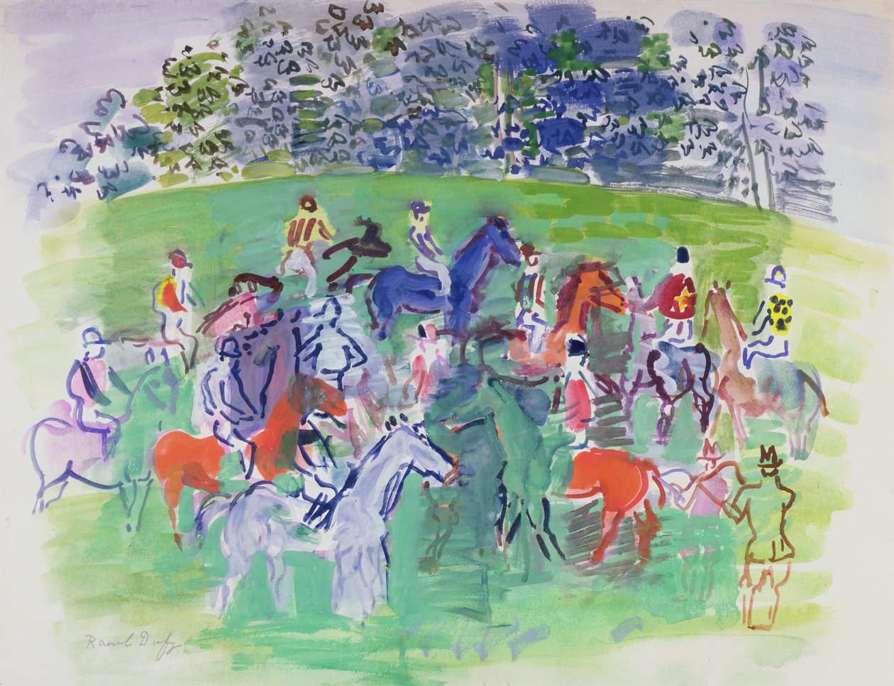 Vid kapplöpningarna, ca 1930-50 (gouache) av Raoul Dufy