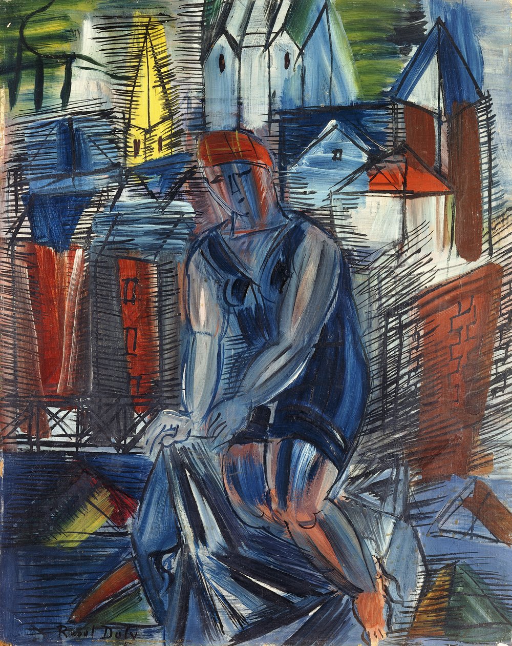 Badare (baigneuse), ca 1950 (olja på pannå) av Raoul Dufy