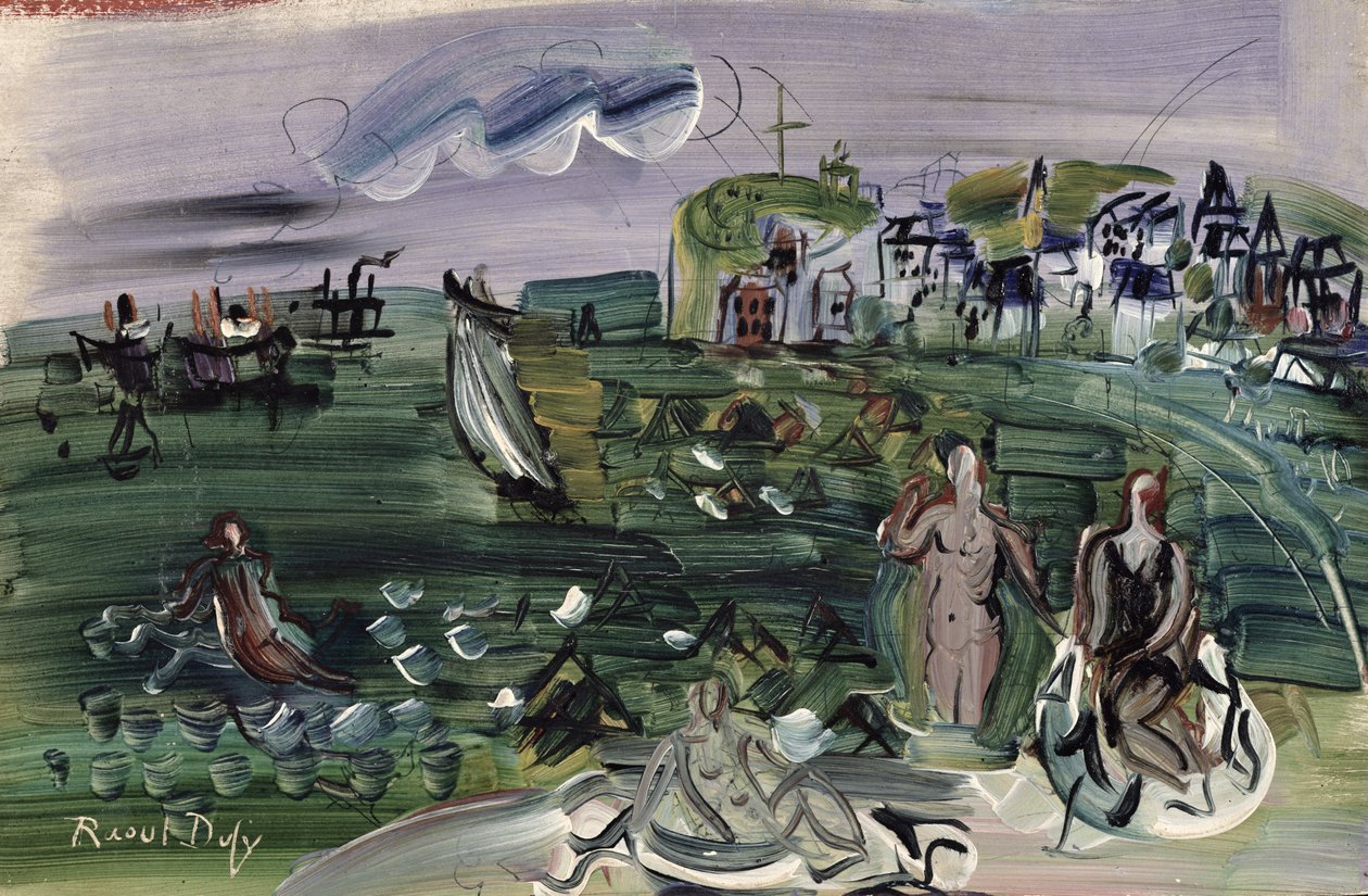 Badande i Sainte-Adresse (olja på duk) av Raoul Dufy
