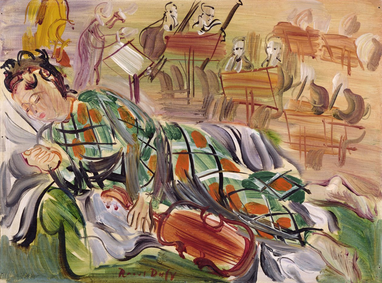 Berthe som Harlekin (olja på duk) av Raoul Dufy