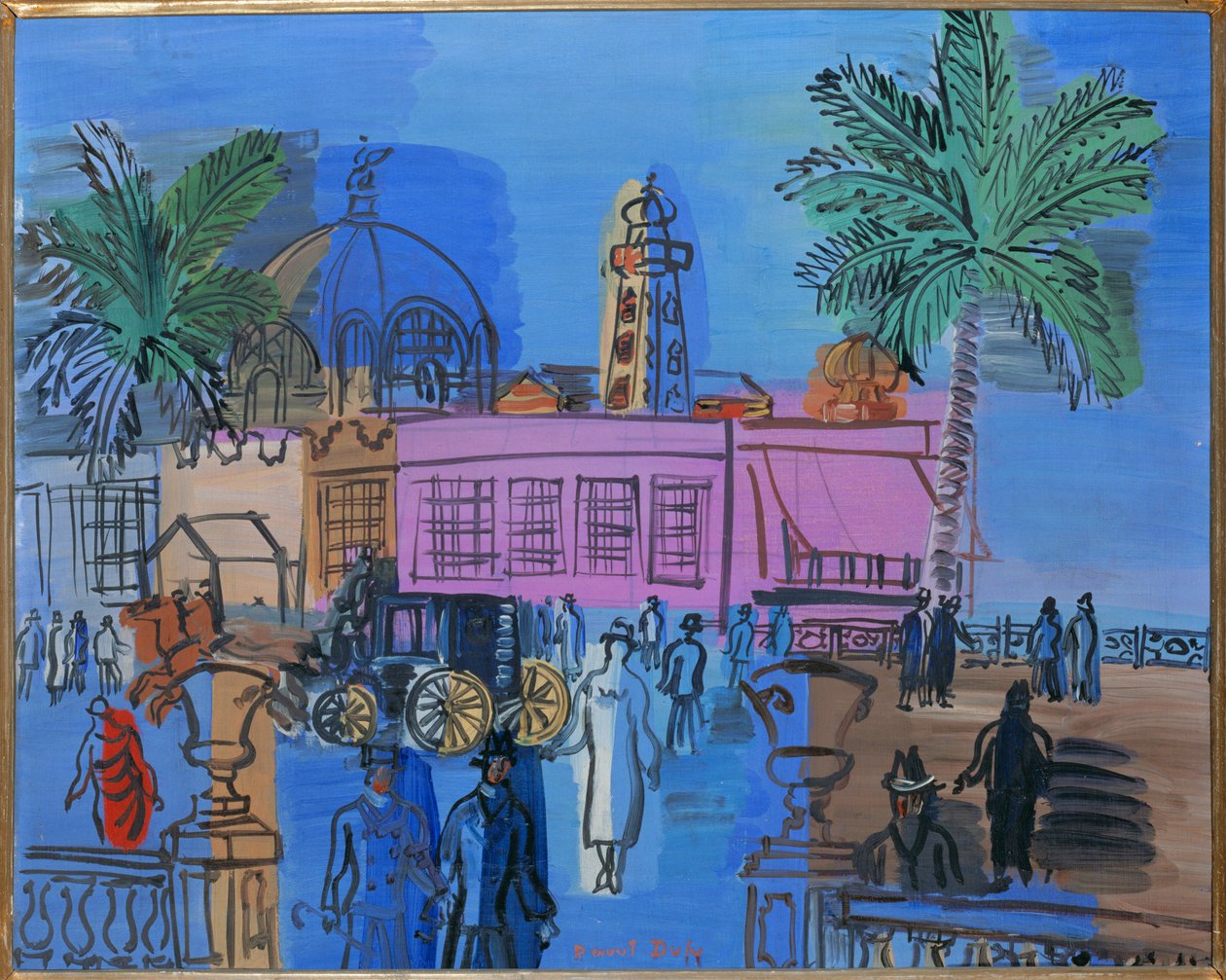 Strandpromenaden i Nice (gouache på papper) av Raoul Dufy