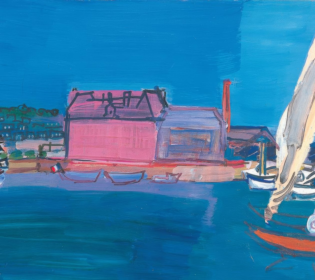 Båtar hav små flaggor hus liten hamn docka segel av Raoul Dufy