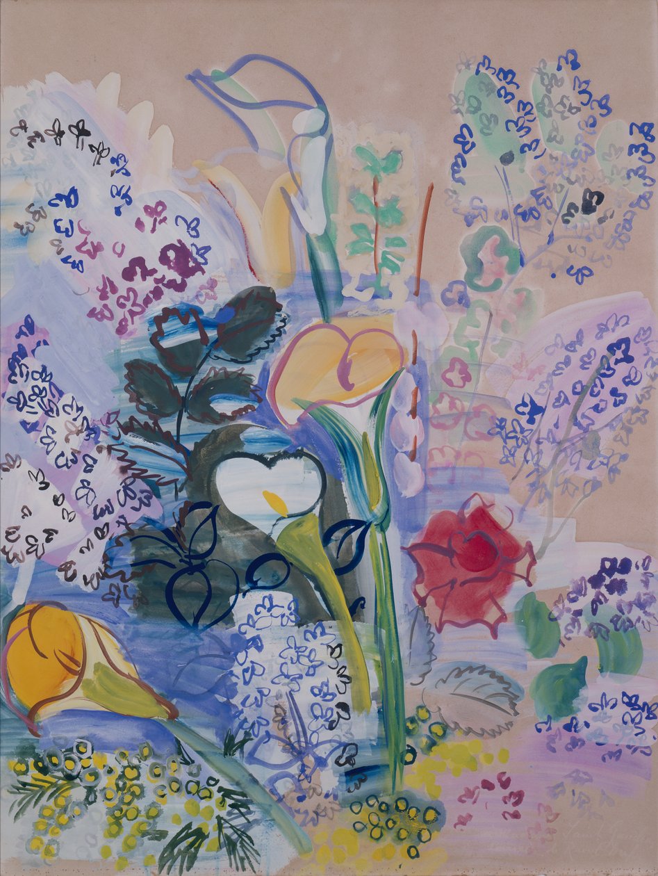 Bouquet of Arums (gouache på papper) av Raoul Dufy