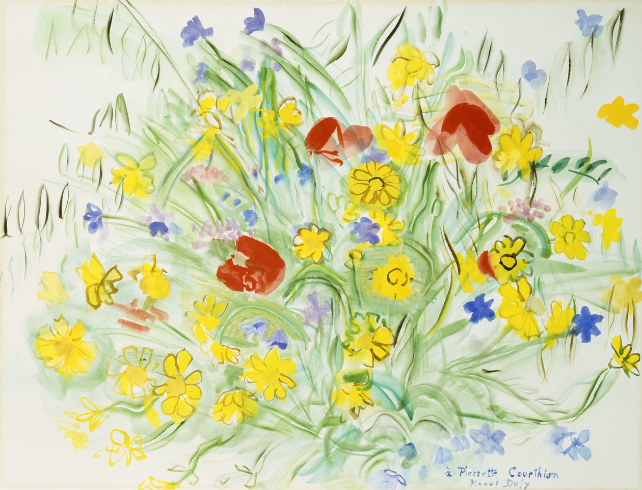 Bukett med vildblommor; Bouquet de Fleurs des Champs av Raoul Dufy