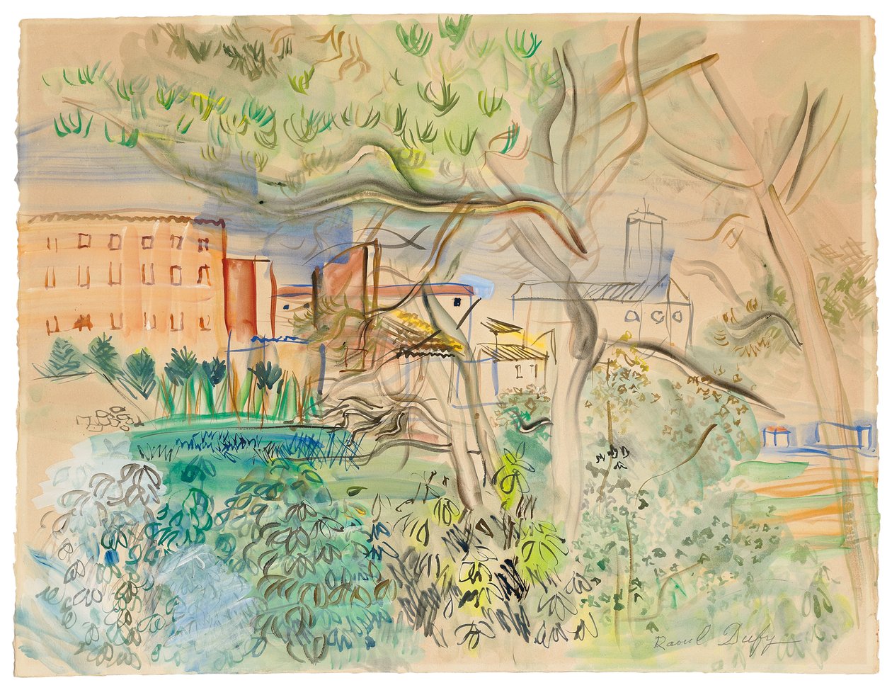 Caldas de Montbuy (akvarell  gouache på papper) av Raoul Dufy