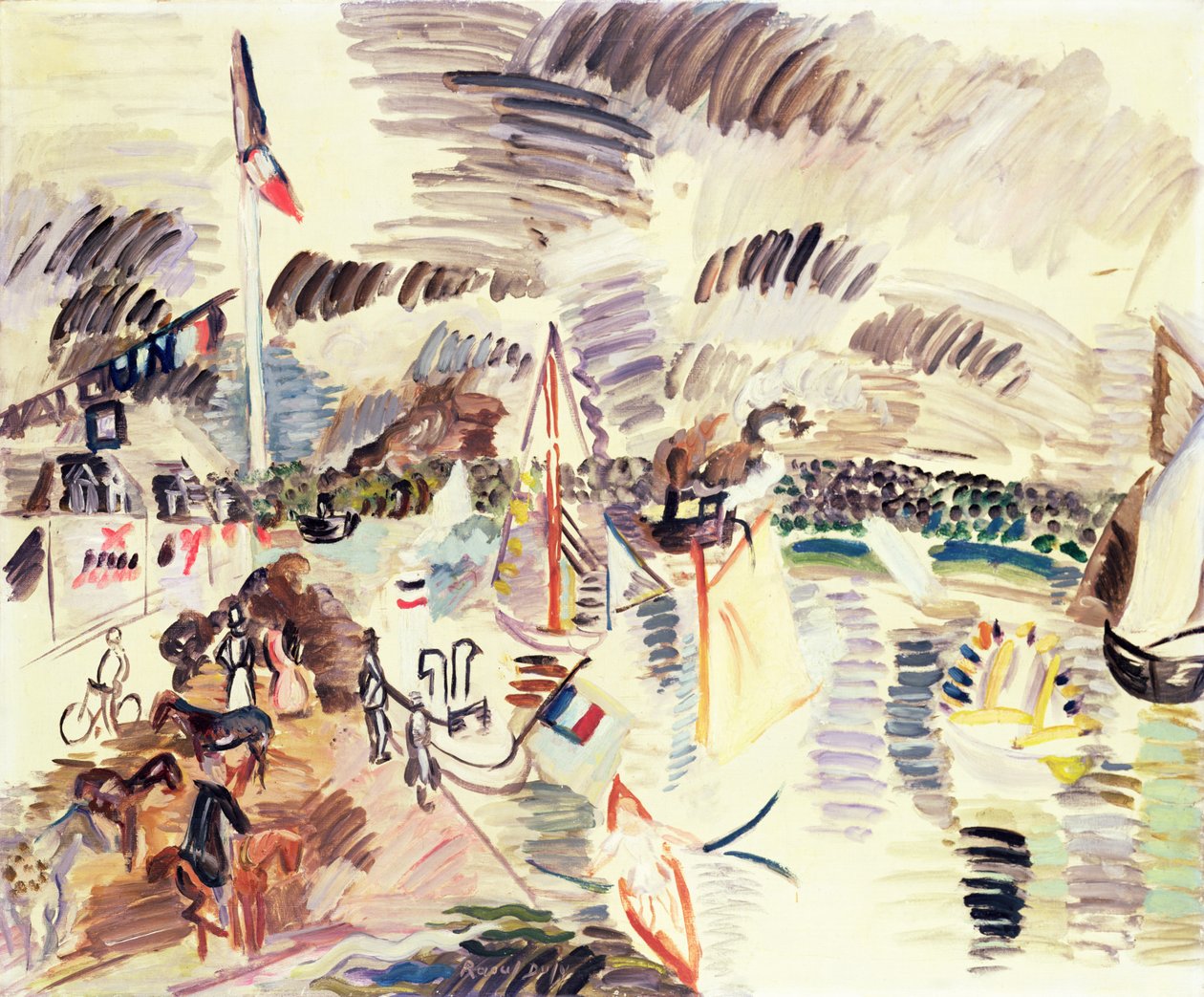 Caudebec, ca 1913 (gouache på papper) av Raoul Dufy