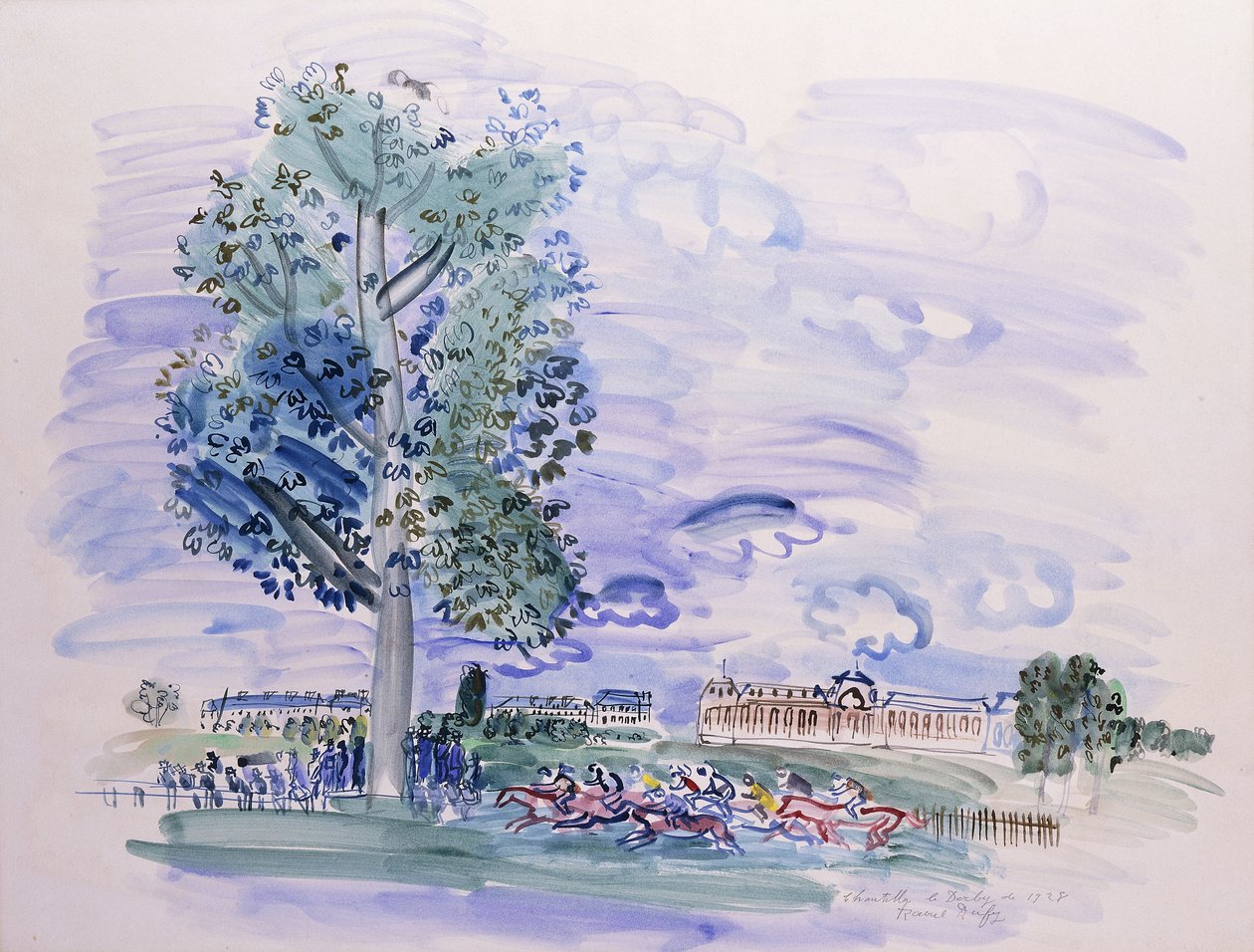 Chantilly - Derbyt 1928; Chantilly - Le Derby de 1928 av Raoul Dufy