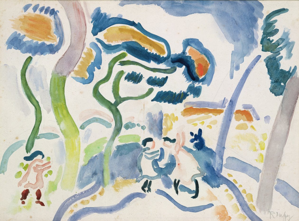 Barn som leker (akvarell på papper) av Raoul Dufy